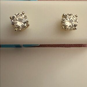 14k Gold Over Solid Sterling Silver .85 Carat VVSD Moissanite Studs